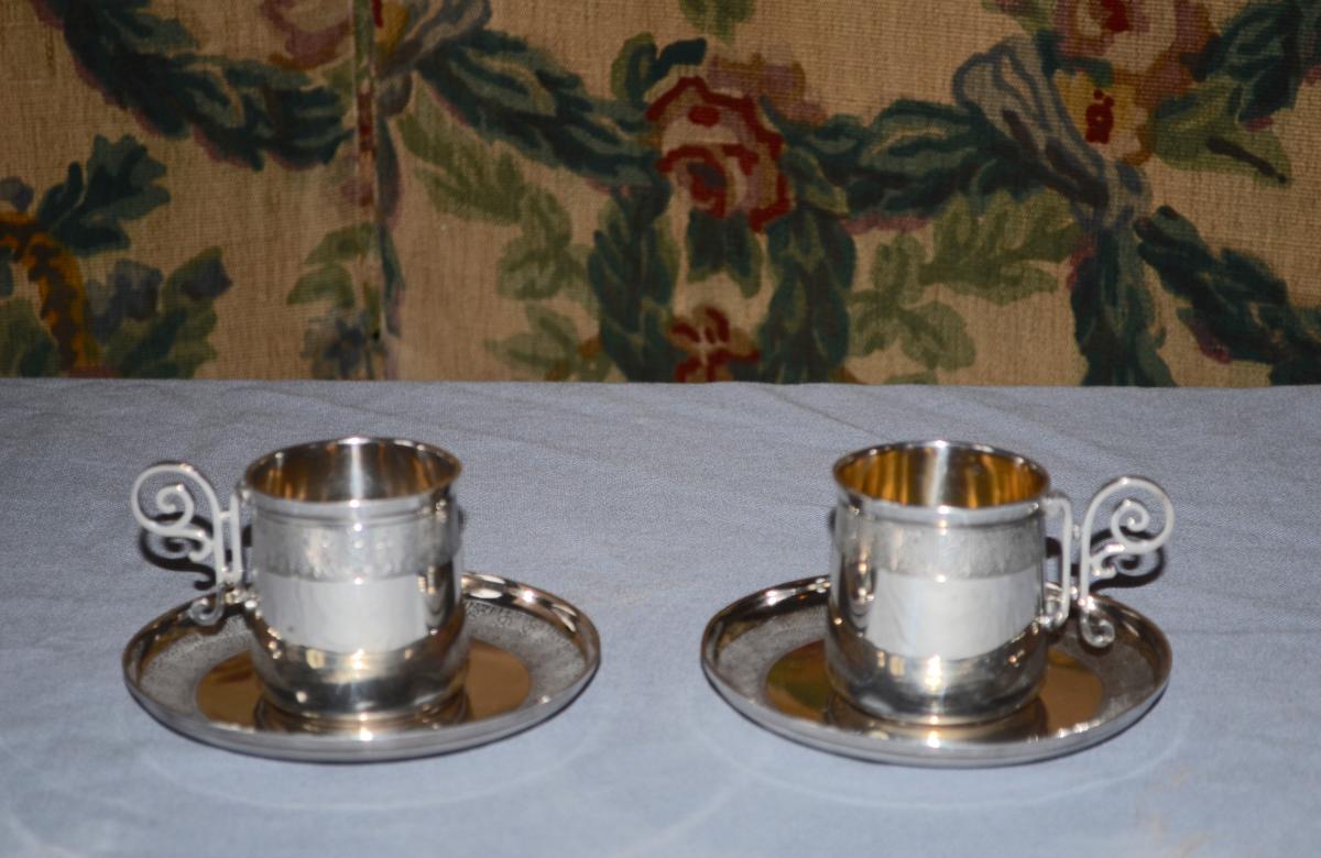 Pair Of Cups In Sterling Silver End XIXth Century