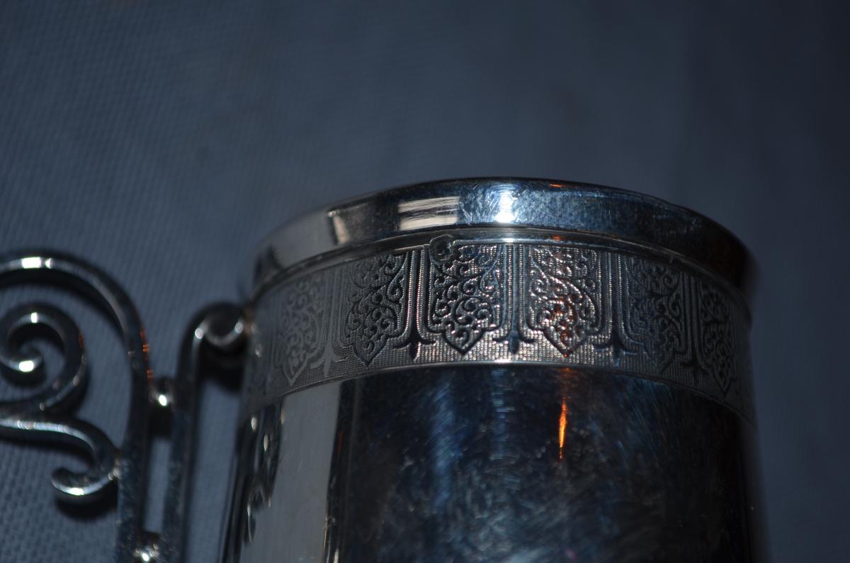 Pair Of Cups In Sterling Silver End XIXth Century-photo-2