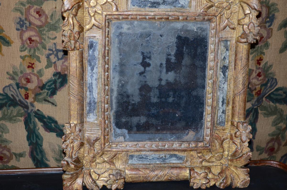 Mirror In Golden Wood Of Louis XIV-photo-3