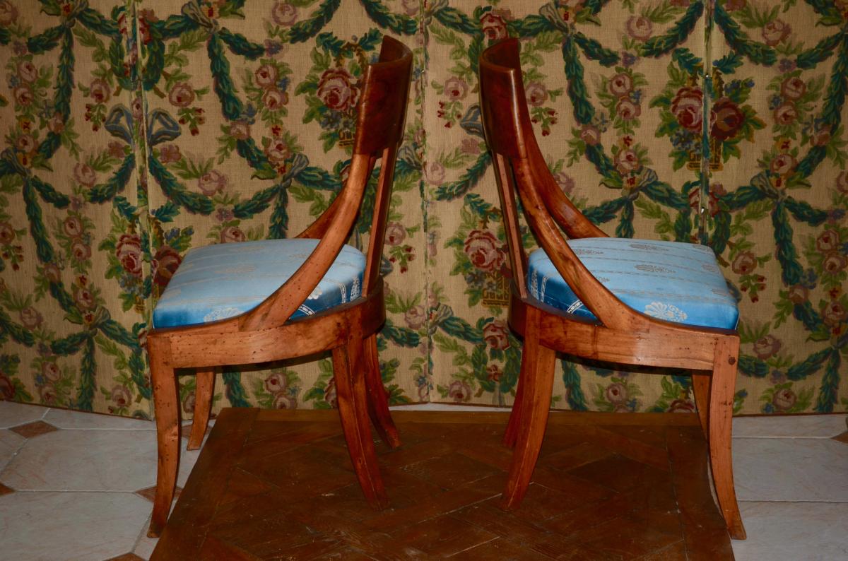 Paire De Chaises Gondole d'époque Restauration -photo-4