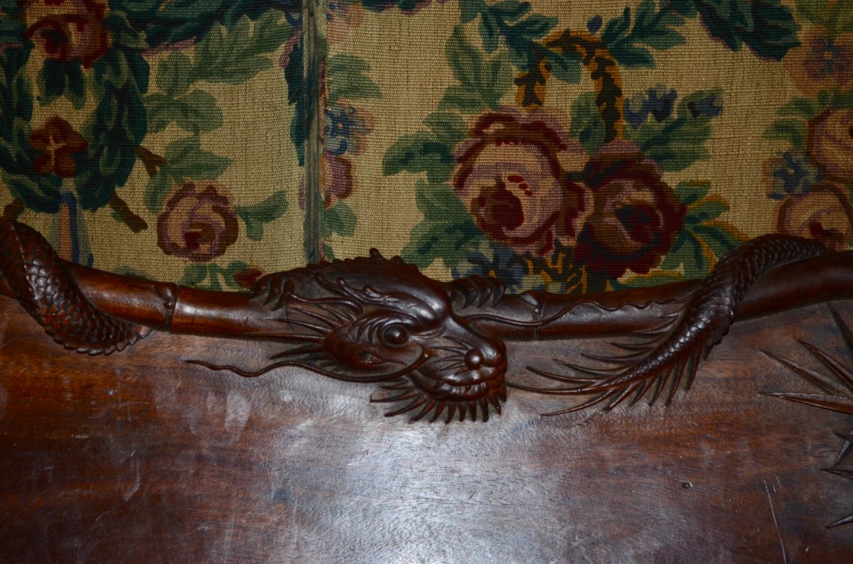 Large Tray In Exotic Wood Time End 19th Century-photo-2