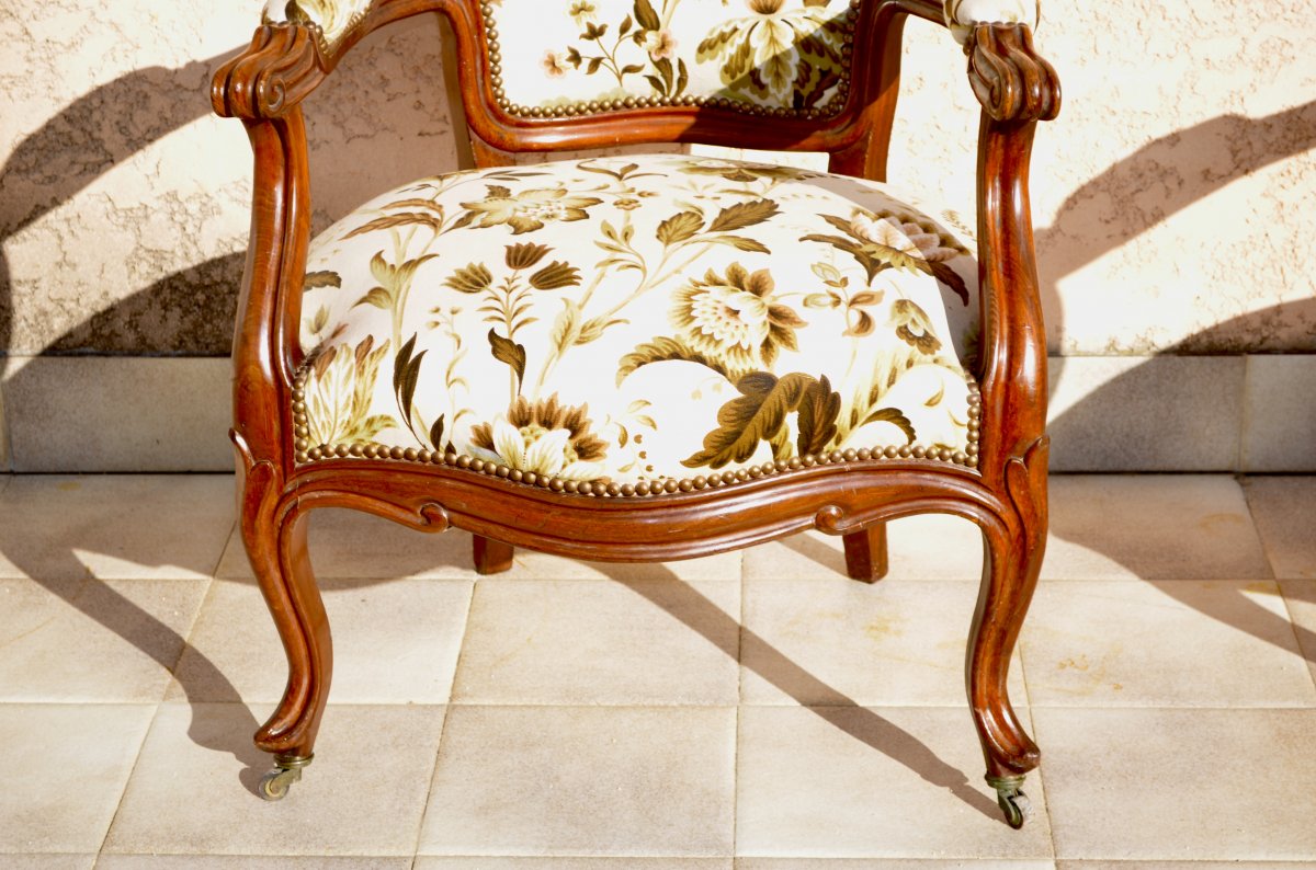 Pair Of Armchairs In Mahogany 19th Century-photo-3