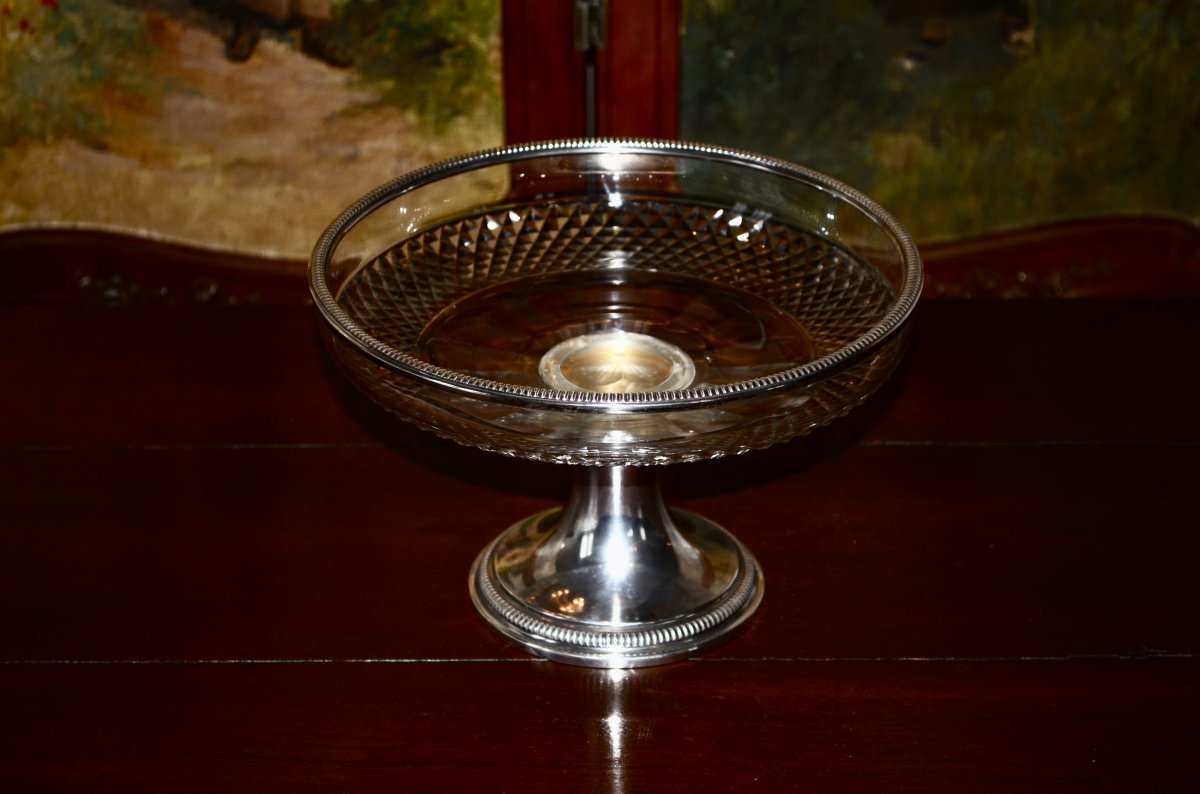 Fruit Bowl In Sterling Silver And Crystal Late 19th Century-photo-2