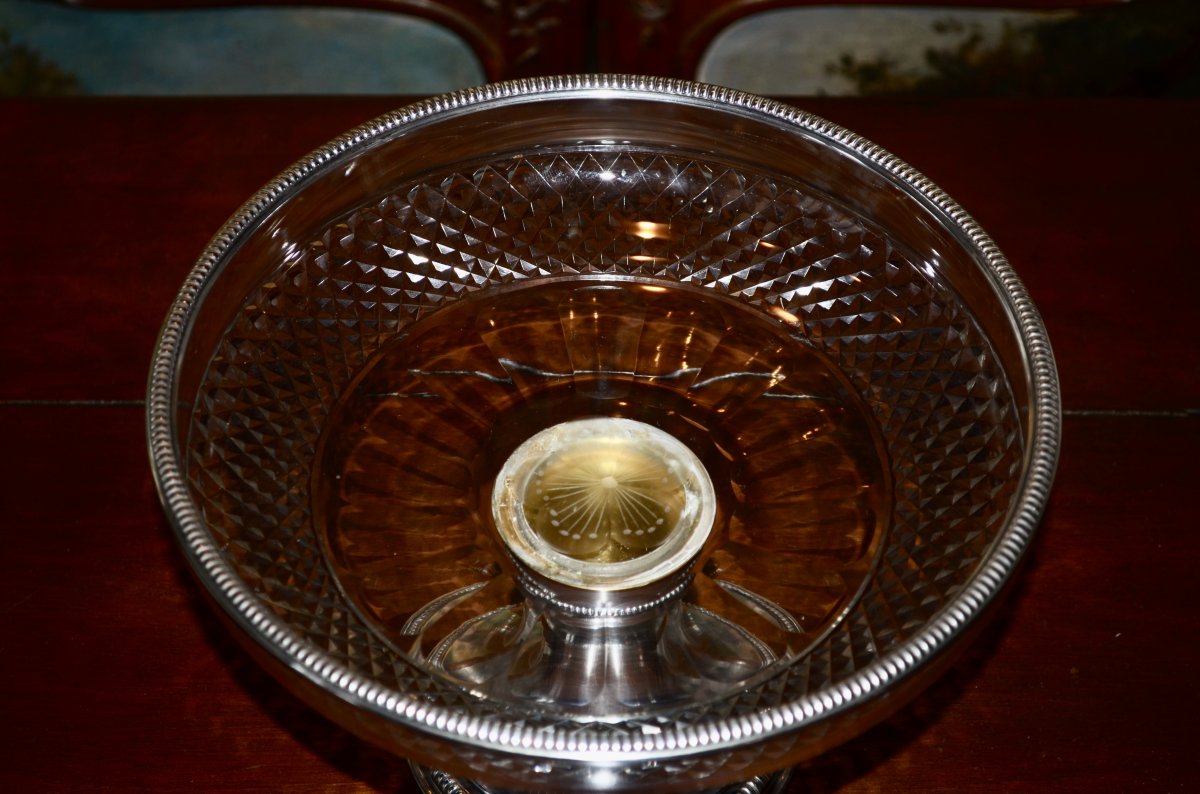 Fruit Bowl In Sterling Silver And Crystal Late 19th Century-photo-3