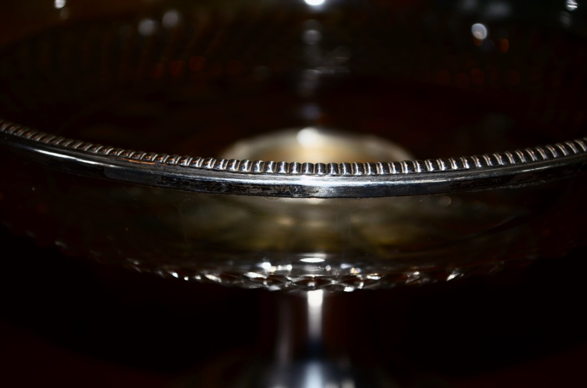 Fruit Bowl In Sterling Silver And Crystal Late 19th Century-photo-3