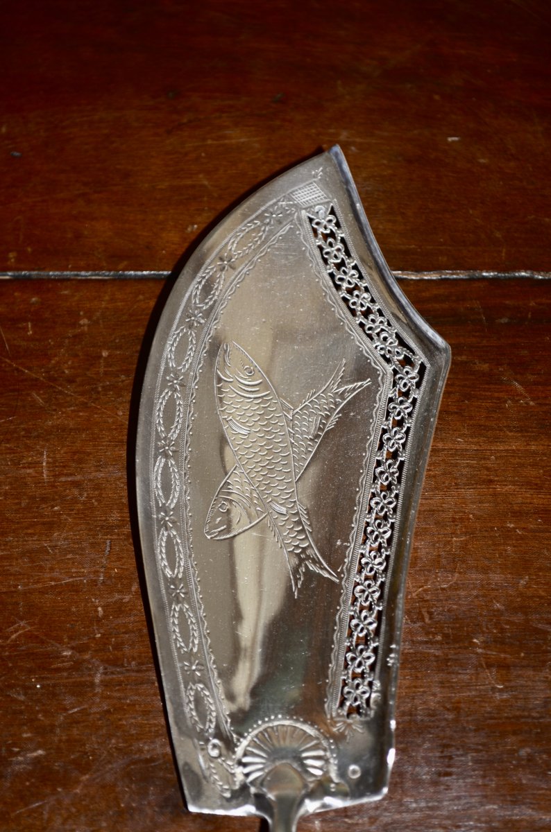 Fish Shovel In Sterling Silver Late 18th Century-photo-2