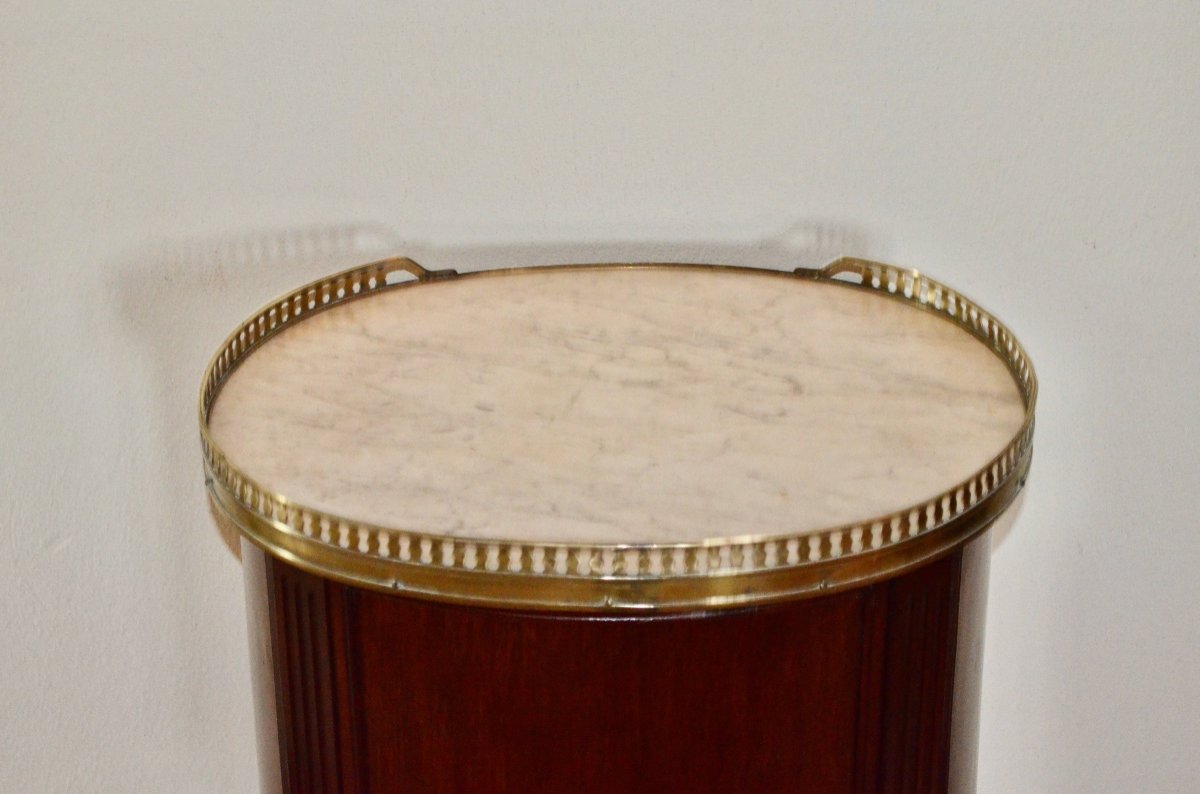 Louis XVI Mahogany Drum Bedside Table-photo-4