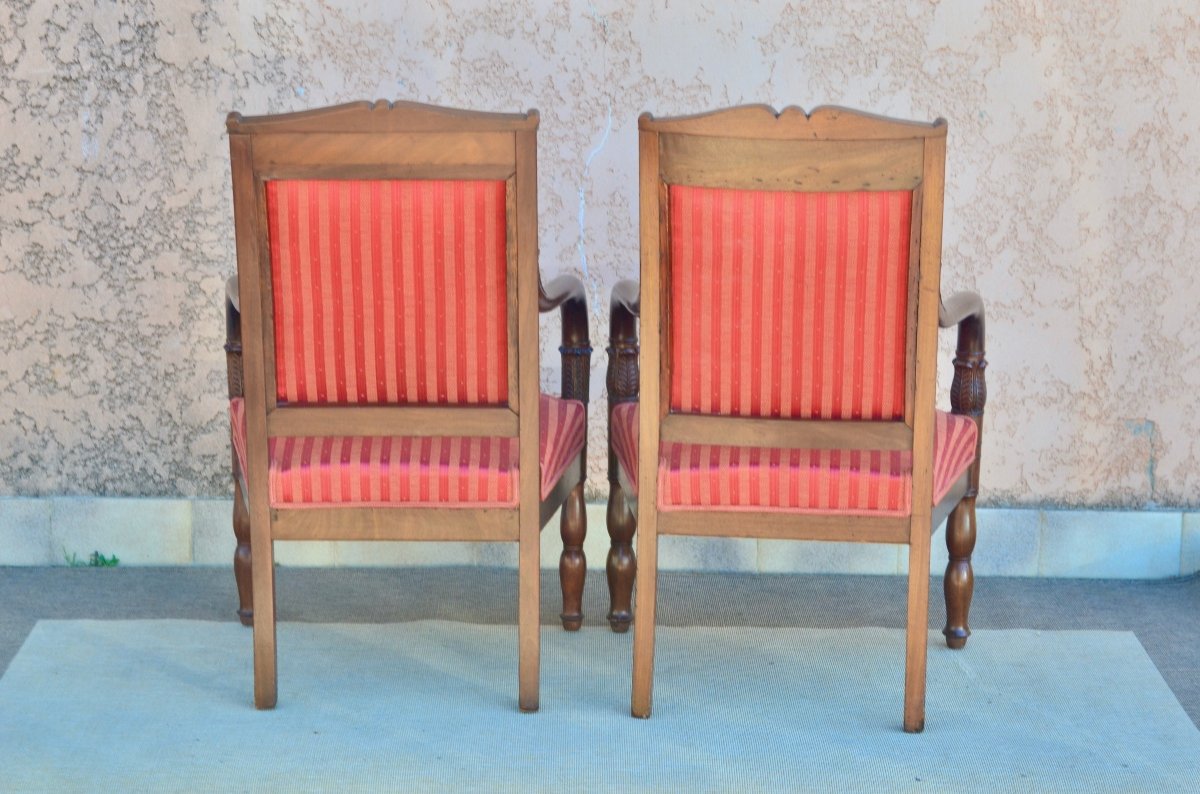 Pair Of Mahogany Armchairs From Consulate Period-photo-3