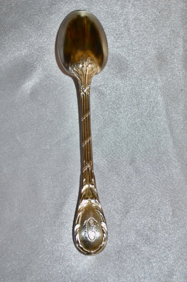 Series Of 11 Coffee Spoons In Vermeil Napoleon III Period-photo-1