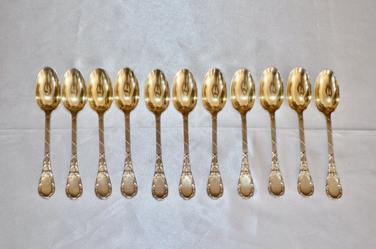 Series Of 11 Coffee Spoons In Vermeil Napoleon III Period