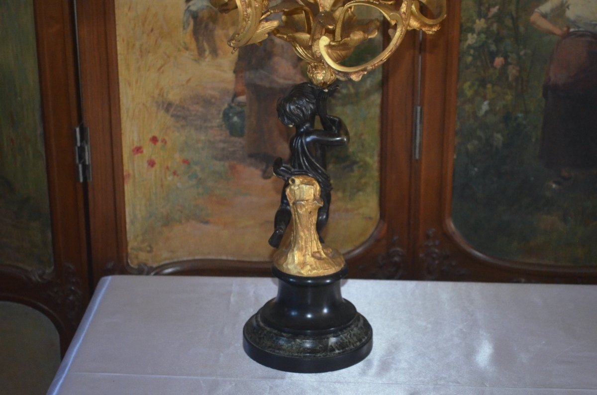 Pair Of Candelabra In Gilt Bronze With-photo-6