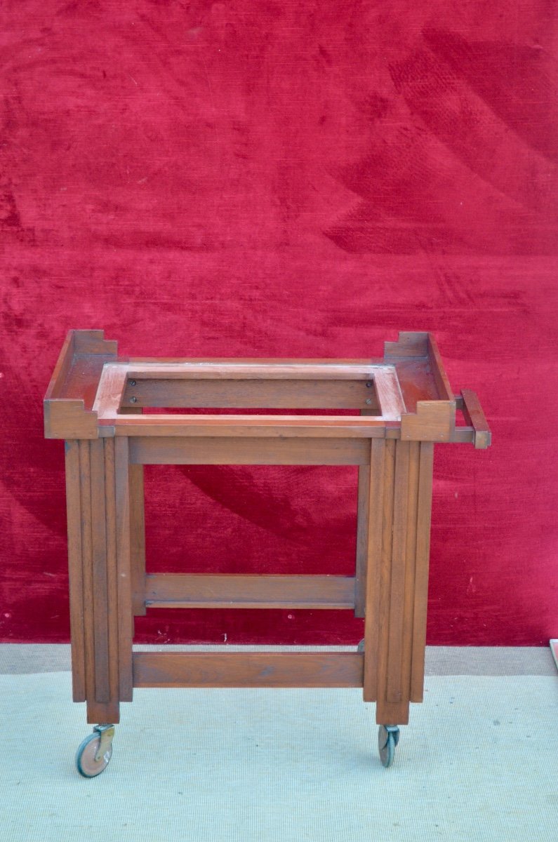 Servant / Trolley On Wheels In Teak Art Deco Period-photo-5