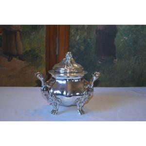 Large Sugar Bowl In Sterling Silver 19th Century