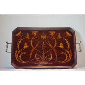 Art Nouveau Marquetry Serving Tray