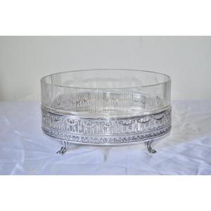 Centerpiece In Sterling Silver And Napoleon III Crystal