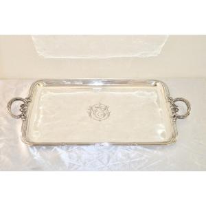 Large Serving Tray In Sterling Silver From Puiforcat Napoleon III Period
