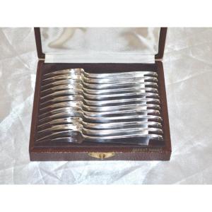 Suite Of 12 Snail Forks In Art Deco Sterling Silver