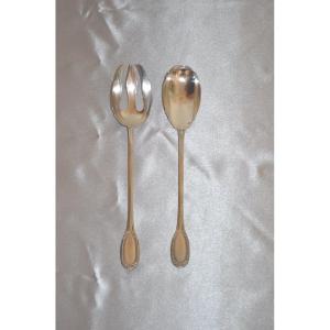 Pair Of Large Solid Silver Salad Servers