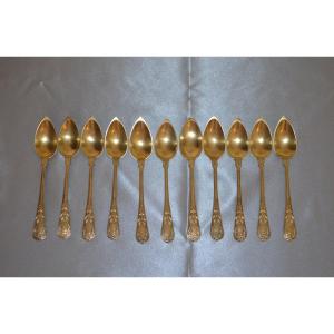 Set Of 11 Silver-gilt Coffee Spoons, Early 19th Century 