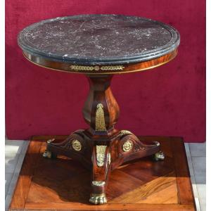 Empire Period Pedestal Table In Mahogany And Gilt Bronze 