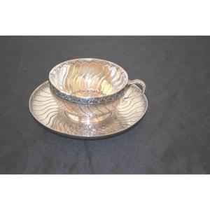 Large Solid Silver Chocolate Cup By Odiot 19th Century 