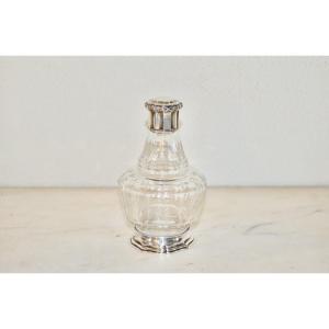 19th Century Engraved Sterling Silver And Crystal Bottle