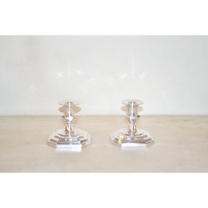 Pair Of Sterling Silver Candlesticks 