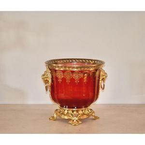 19th Century Gilt Bronze And Baccarat Crystal Cooler 