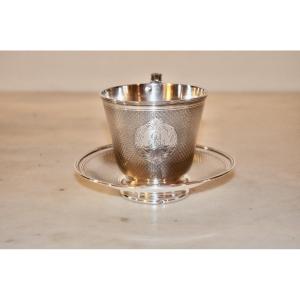 Large 19th Century Solid Silver Chocolate Cup