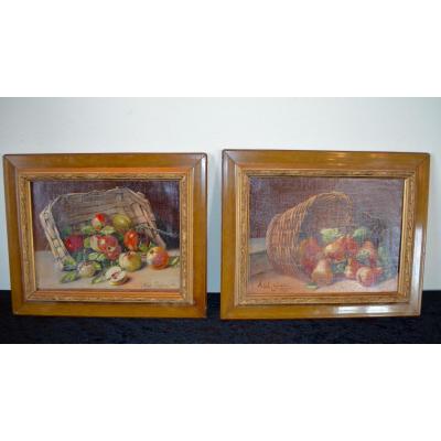 Pair Of Still Life Dated 1915 And Signed Abel Goudard