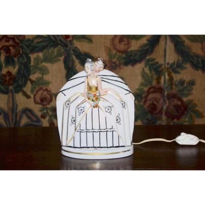 lampe/Veilleuse En Porcelaine d'époque Art Déco 