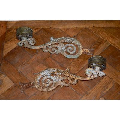 Pair Of Wall / Flare Cast Iron Restoration Period