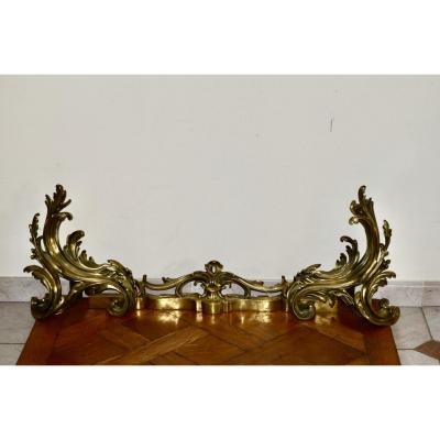 Pair Of Andirons In Gilt Bronze 18th Century