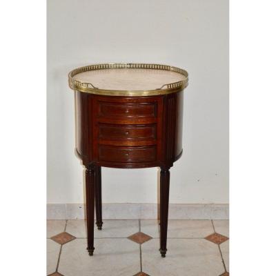 Louis XVI Mahogany Drum Bedside Table