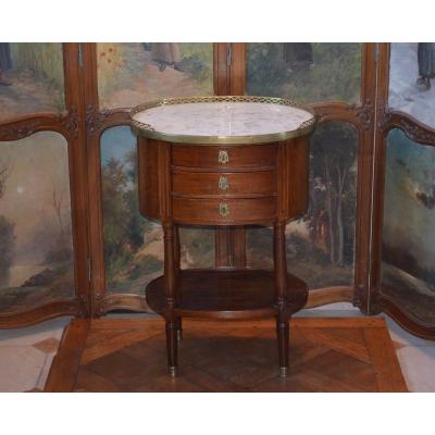 Louis XVI Mahogany Drum Bedside Table