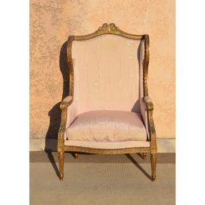 Large Bergere With Ears In Golden Wood Napoleon III