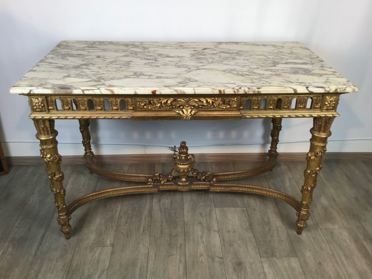 Console Table De Milieu En Bois Doré Louis XVI 19eme-photo-2