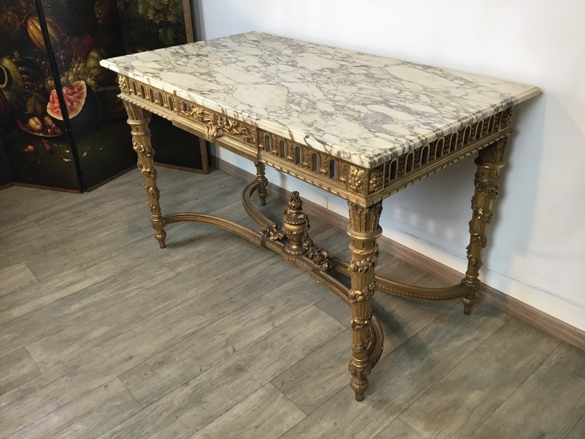 Console Table De Milieu En Bois Doré Louis XVI 19eme-photo-4