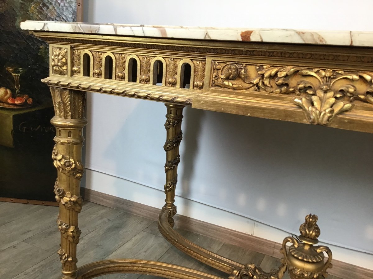 Console Table De Milieu En Bois Doré Louis XVI 19eme-photo-1