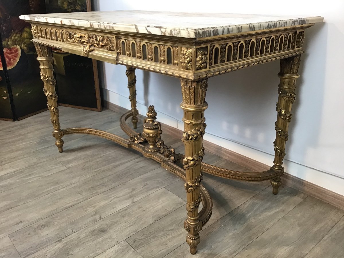 Console Table De Milieu En Bois Doré Louis XVI 19eme