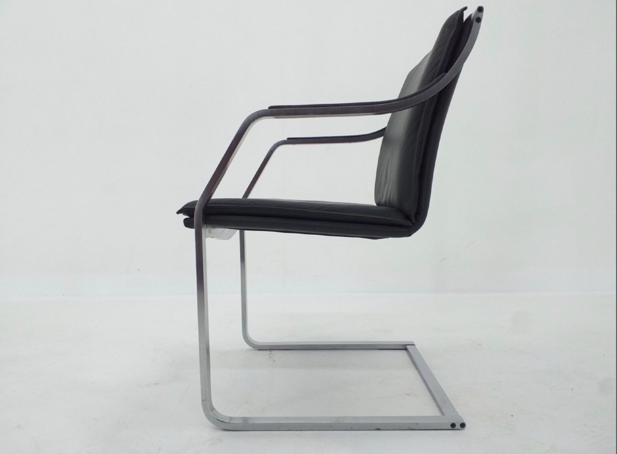 Knoll Fauteuil Cantilever Design de R. Glatzel 1970 Vintage acier inox massif bureau-photo-3