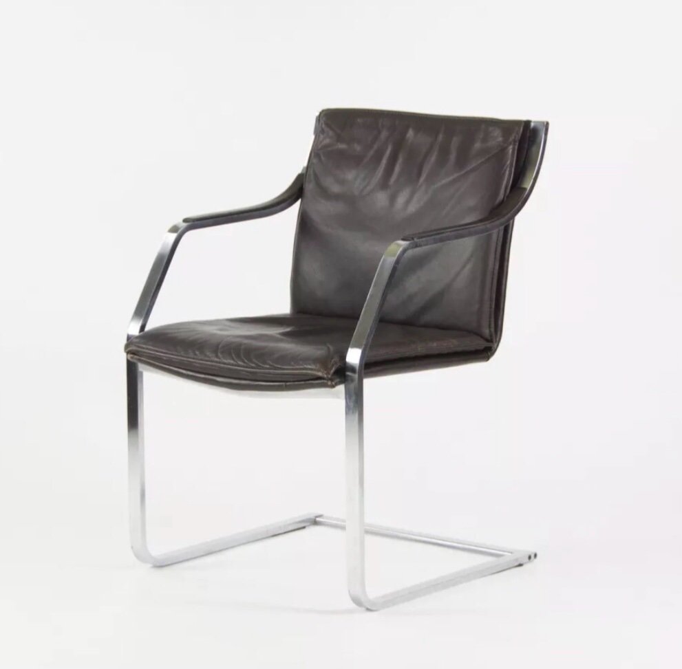 Knoll Fauteuil Cantilever Design de R. Glatzel 1970 Vintage acier inox massif bureau