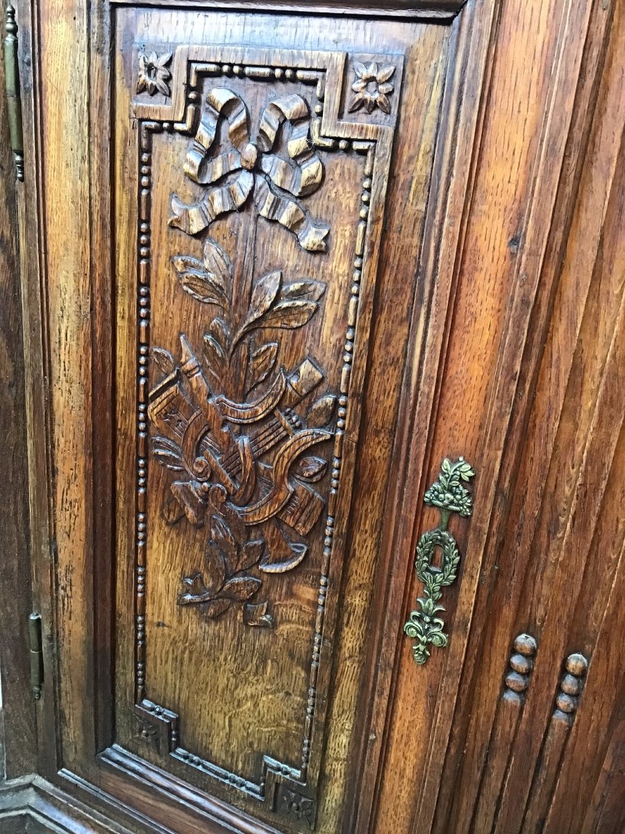 Bibliothèque Vitrine De Parquet Louis XVI 18eme En Bois Naturel -photo-4