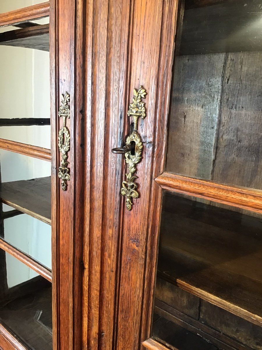 Bibliothèque Vitrine De Parquet Louis XVI 18eme En Bois Naturel -photo-1