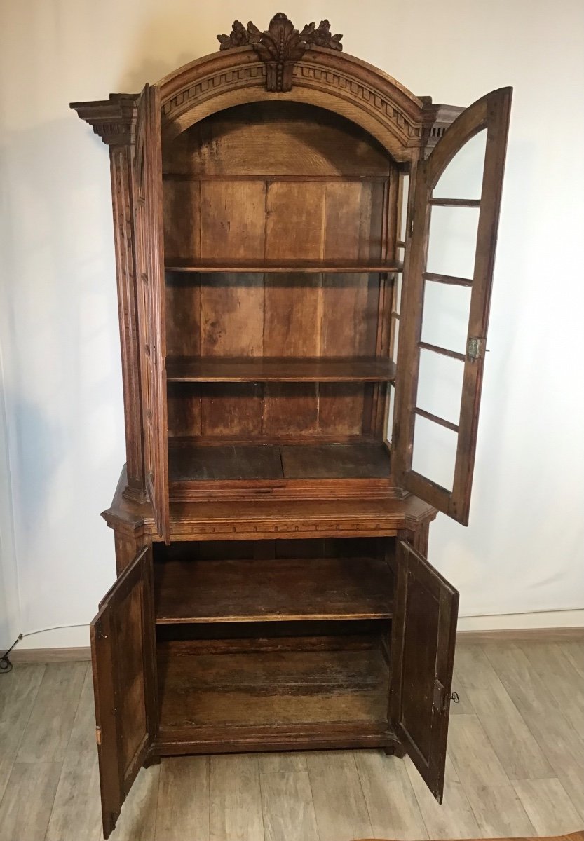 Bibliothèque Vitrine De Parquet Louis XVI 18eme En Bois Naturel -photo-2