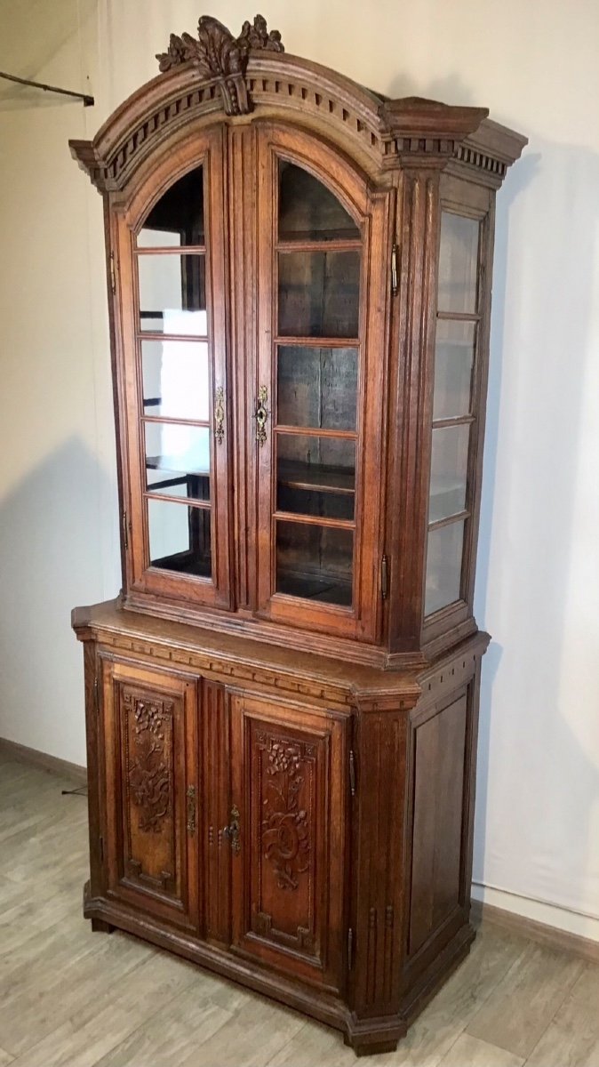 Bibliothèque Vitrine De Parquet Louis XVI 18eme En Bois Naturel 