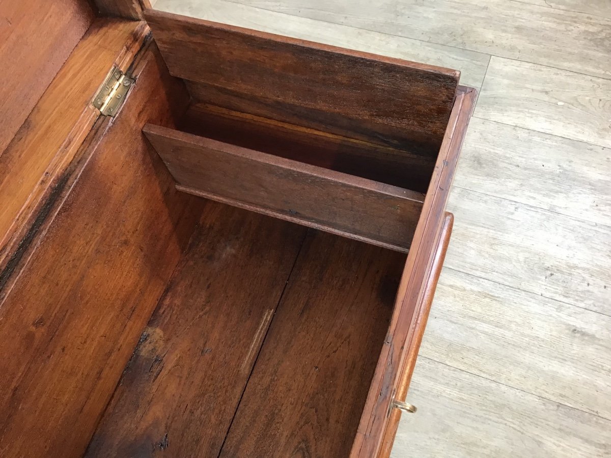 Marine Trunk Solid Teak Brass Reinforcements 19th Century Travel Trunk Secret Compartment-photo-3