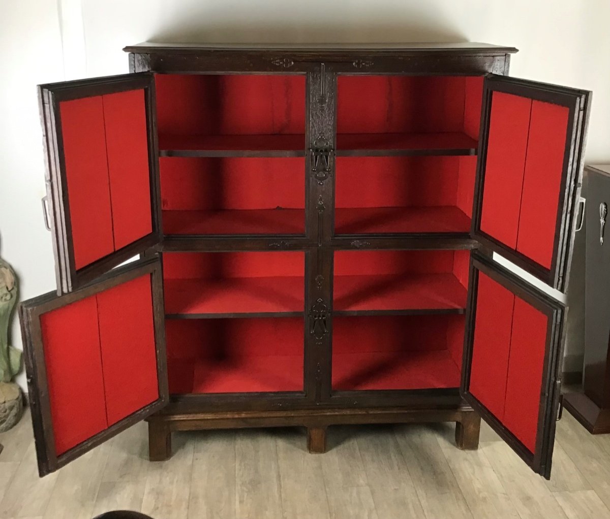 Medieval Cabinet With 4 Doors In Solid Oak-photo-4