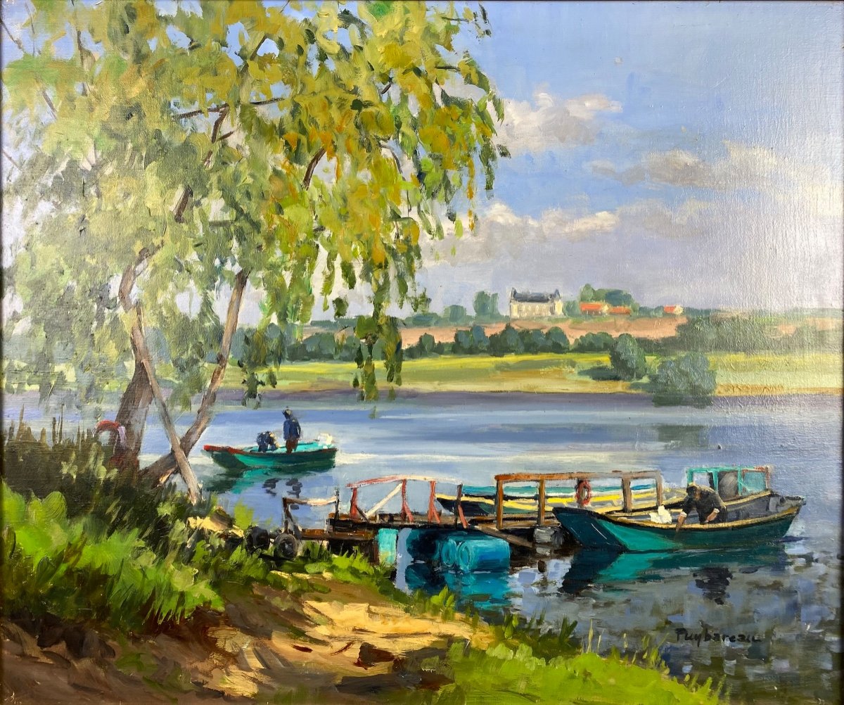 Annie Puybareau Landscape On The Edge Of The Loire Oil On Canvas -photo-3