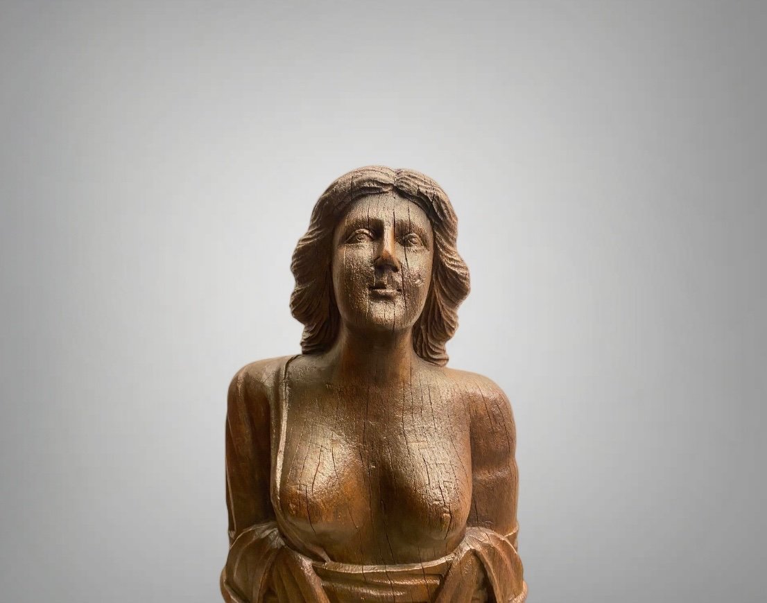 Figure De Proue de navire En Bois Sculpt&eacute; Sur Socle En Bois Laqu&eacute;-photo-2